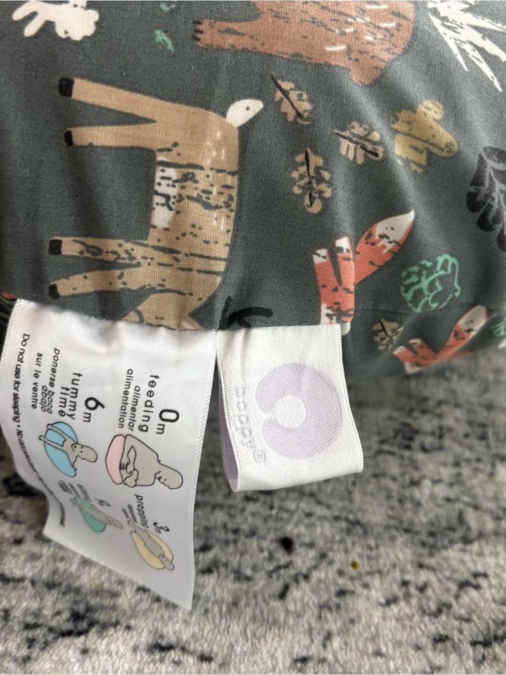 Forest Animal Nursing Pillow - Gray with Rust and Cream Accents